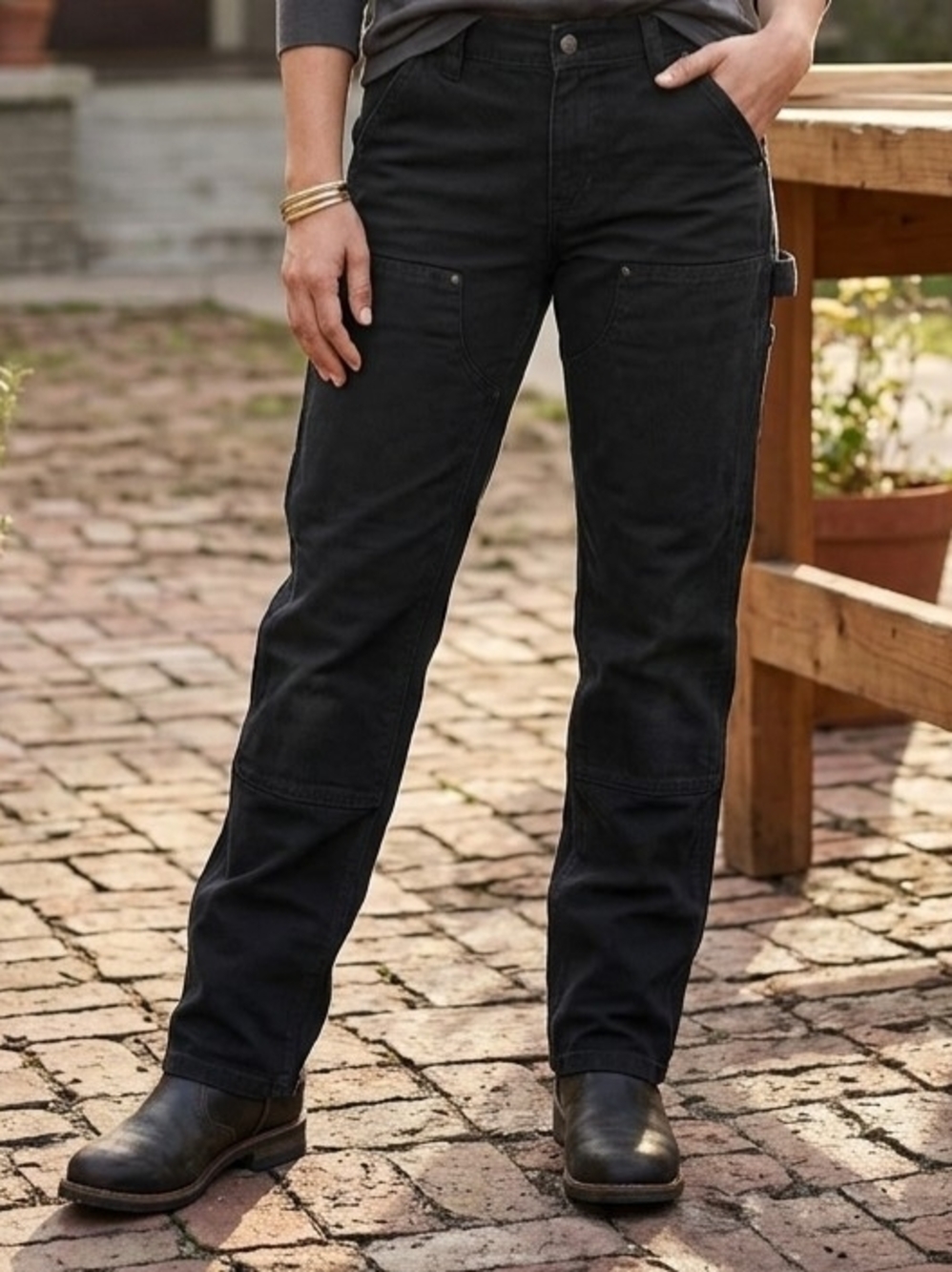 Carhartt Women's Black Straight-Leg Utility Jeans